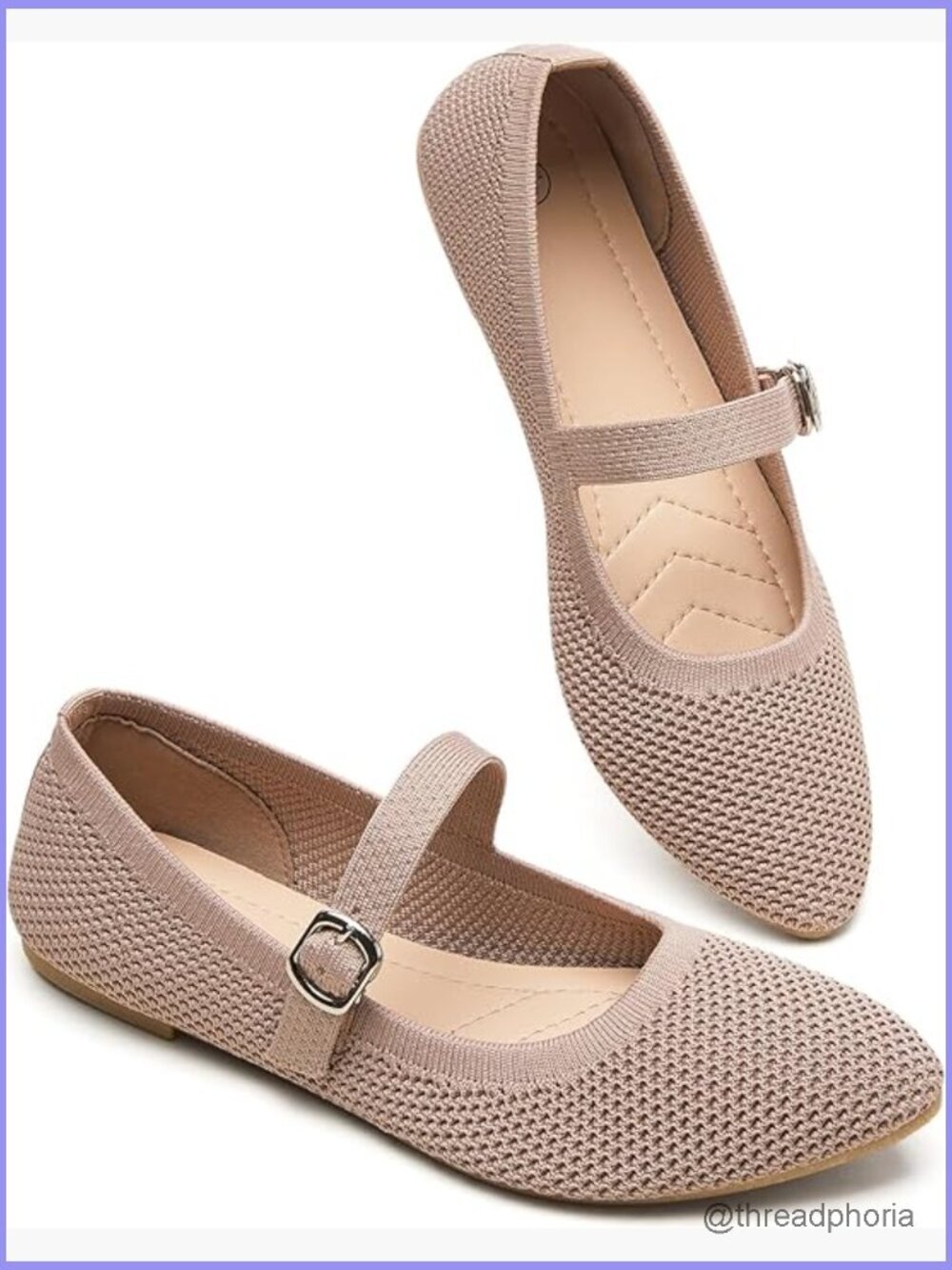 Mesh Ballet Flats with Buckle Strap - Foldable Dress Shoes